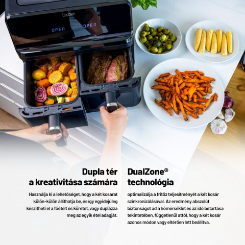Lauben DualZone Air Fryer 8000BC - Kétzónás Forró levegős fritőz